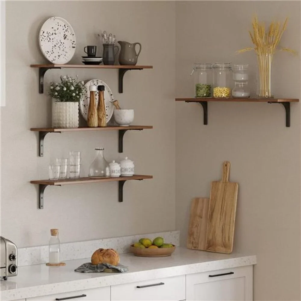 Long Wall Shelves, 31.5 Inch Wall Mounted Shelves Set of 2, Easy-to-Install